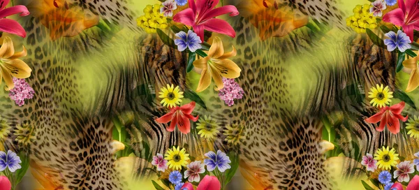 Flor leopardo cebra fondo —  Fotos de Stock