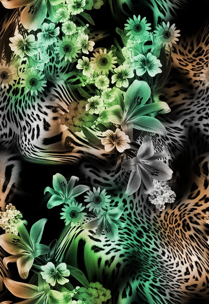 Fondo patrón de piel de leopardo verde — Foto de Stock