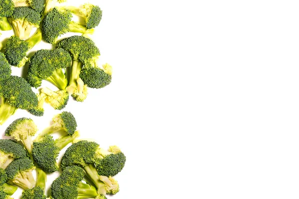 Brokkoli Izolálva Fehér Fénymásolási Hellyel Táplálkozás Diéta Fogyás Koncepció Felülnézet — Stock Fotó