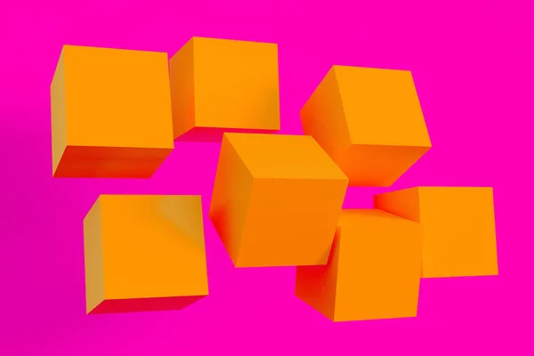 Colored geometric shapes on a bright background. Randomly placed figures. Minimal style — Stock Photo, Image