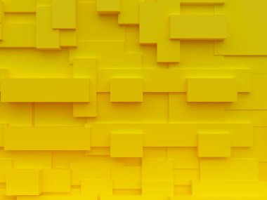 Soyut sarı arkaplan. Geometrik şekillerin yüzeyi. Mimarlık ve tasarım. 3B görüntüleme.