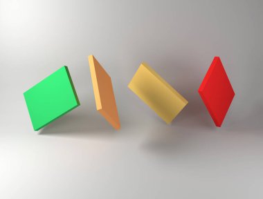 Soyut geometrik arkaplan. Gri arkaplandaki parlak kareler. Asgari düzeyde. 3B görüntüleme.
