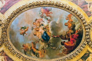 VERSAILLES PARIS, FRANCE - December 30 : Ceiling painting in Hercules room of the Royal Chateau Versailles on December 30, 2012 at the Palace of Versailles near Paris, France clipart