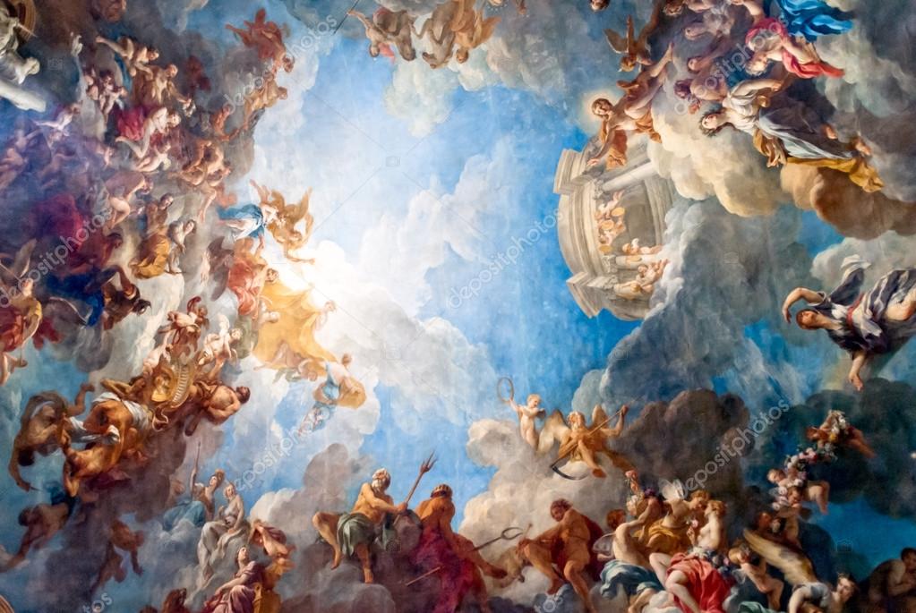 Versailles Paris France December 30 Ceiling Painting In