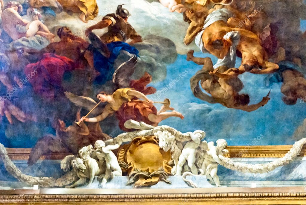 Versailles Paris France December 30 Ceiling Painting In