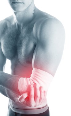 ideal cilt adamla bir el Elastik Bandaj. İzole o