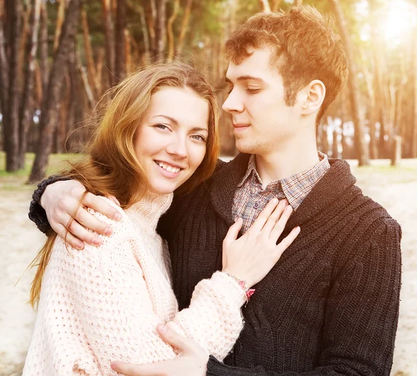 Young couple in love outdoors on a sunny day — Stock Photo, Image