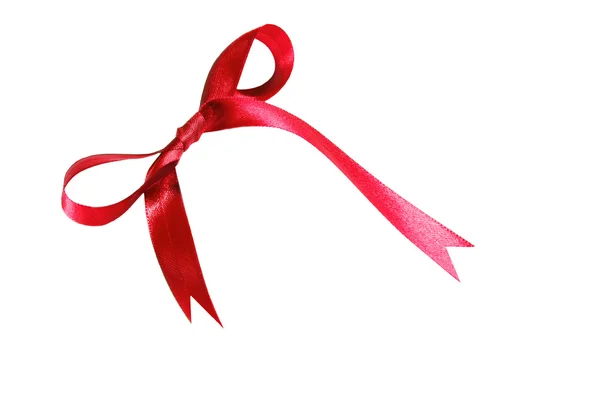 Red fabric ribbon and bow isolated on a white background — Stock Photo, Image