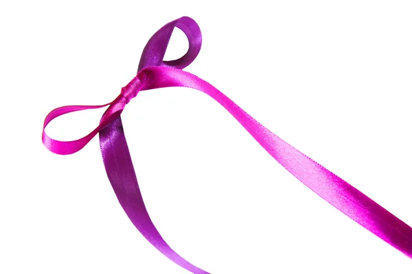 Magenta (purple)fabric ribbon and bow isolated on a white background — Stock Photo, Image