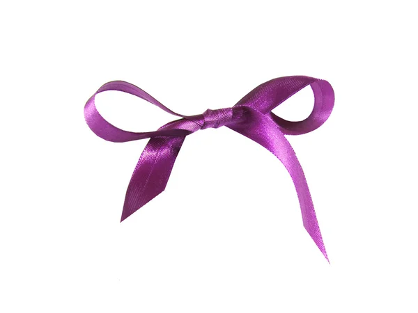 Magenta (purple)fabric ribbon and bow isolated on a white background — Stock Photo, Image
