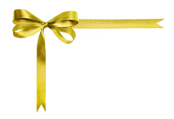 Yellow fabric ribbon and bow isolated on a white background — Stock Photo, Image