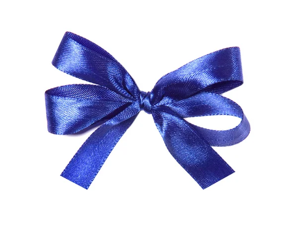 Blue (azure) fabric ribbon and bow isolated on a white background — Stock Photo, Image