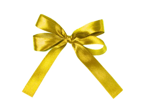 Yellow fabric ribbon and bow isolated on a white background — Stock Photo, Image