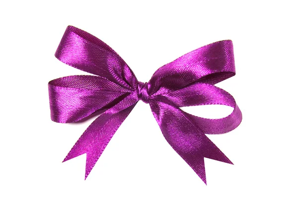 Magenta (purple)fabric ribbon and bow isolated on a white background — Stock Photo, Image