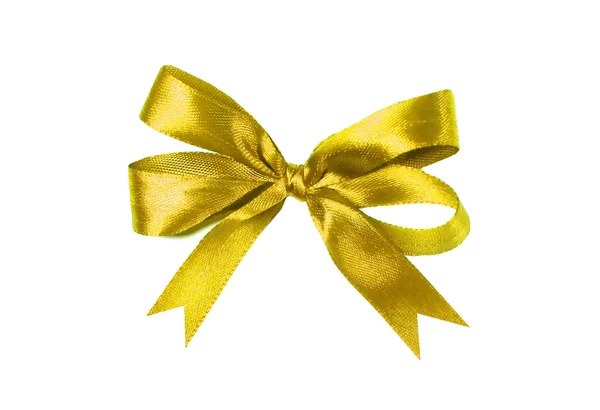 Yellow fabric ribbon and bow isolated on a white background — Stock Photo, Image