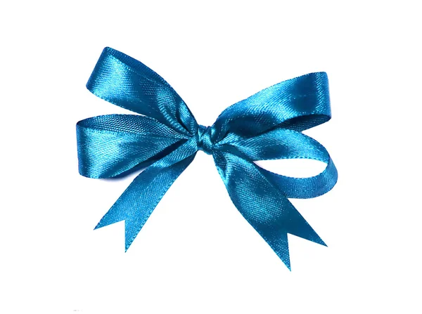 Nastro e fiocco in tessuto blu (azzurro) isolato su sfondo bianco — Foto Stock