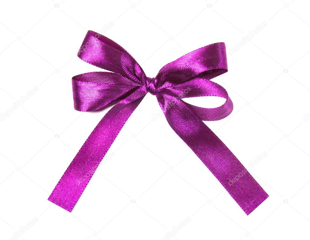 Magenta (purple)fabric ribbon and bow isolated on a white background