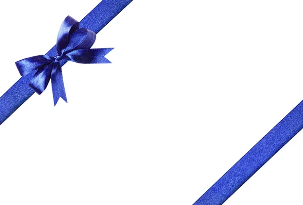 Magnifika blå tyg band och rosett. isolerad på en vit bakgrund — Stockfoto
