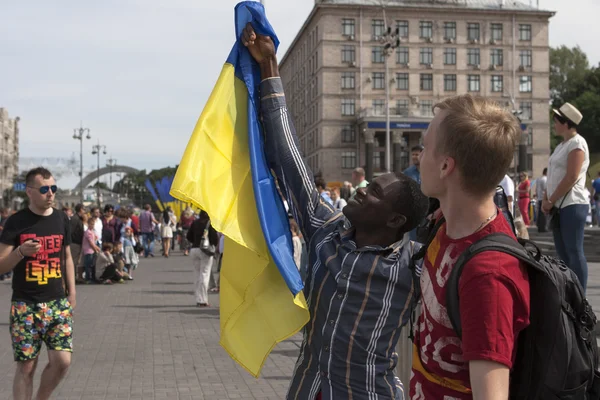 Kijów na Chreszczatyk defilada wojskowa — Zdjęcie stockowe