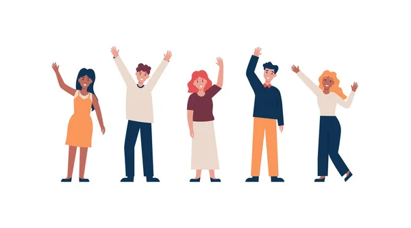 Ensemble Personnes Nationalité Différente Saluant Geste Main Dans Main Illustration — Image vectorielle