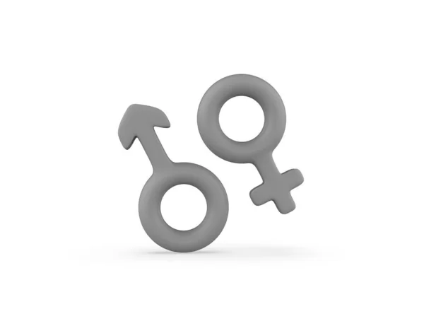 男女平等3D渲染符号孤立的白色背景 — 图库照片