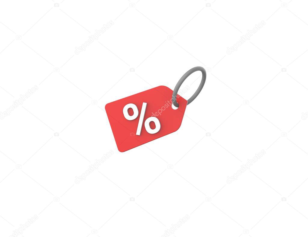 Discount icon isolated white background. 3D render sign model.