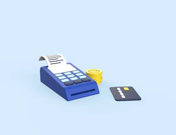 Дизайн Платіжний Термінал Кредитна Картка Позиція Ілюстрація Машини Модель Рендера — стокове фото