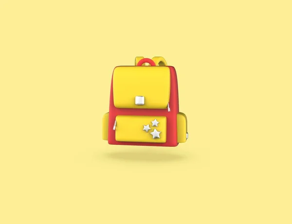 Renderizar School Bag Ícone Isolado Fundo Amarelo — Fotografia de Stock