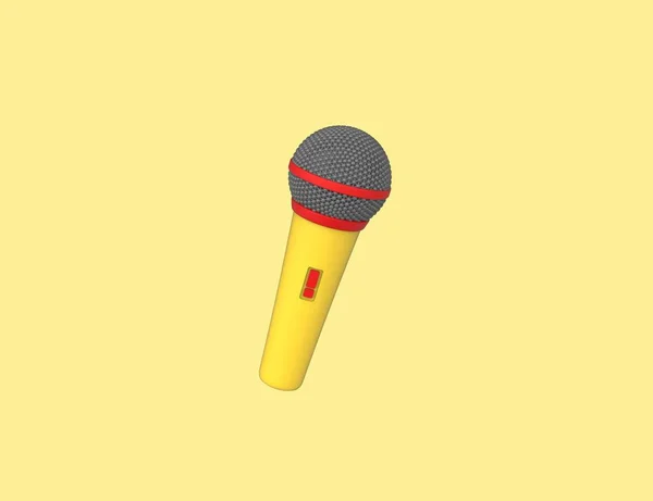Színes Fényes Vezeték Nélküli Mikrofon Izolált Sárga Háttér Render Modell — Stock Fotó