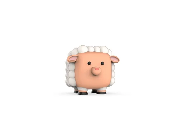 Cube Happy Sheep Καθιστούν Μοντέλο Απομονωμένο Λευκό Φόντο — Φωτογραφία Αρχείου