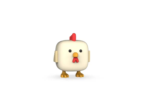 Cube Chicken Minimal Render Model Isolated White Background — Stock Photo, Image