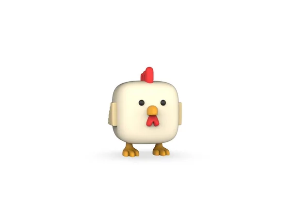 Cube Chicken Minimal Render Modell Isolerad Vit Bakgrund — Stockfoto