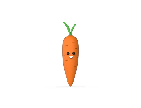 Happy Cute Carrot Isoliert Auf Weißem Hintergrund Rendermodell — Stockfoto