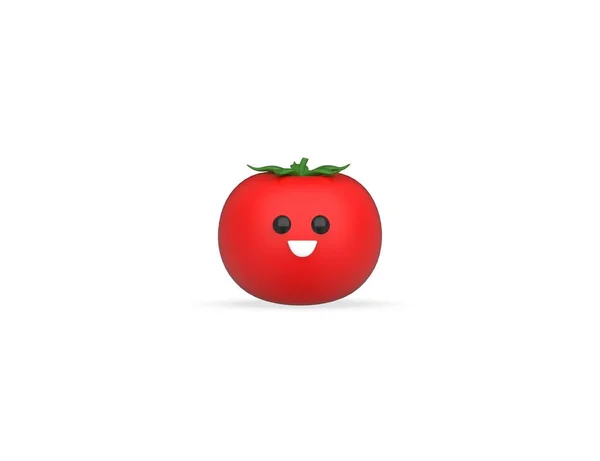 Happy Cute Ripe Red Tomato Isolated White Background Render Model — Stock Photo, Image