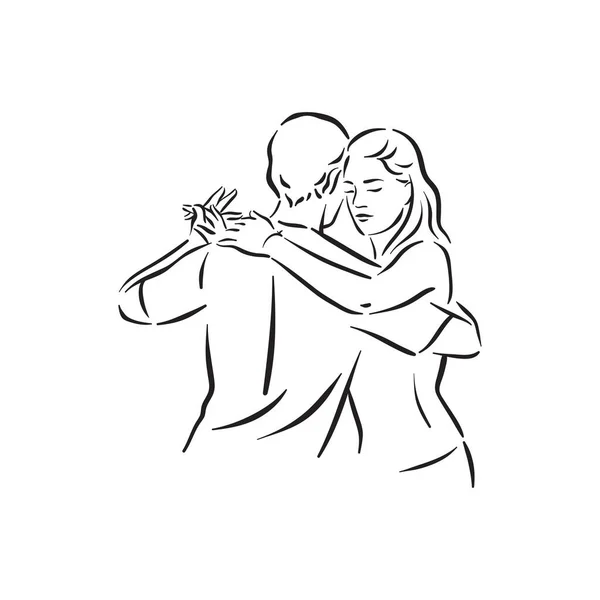 Tango argentino y salsa romance pareja pareja social baile ilustración — Vector de stock