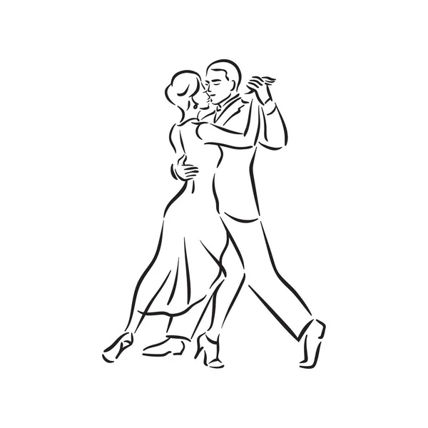Tango argentino y salsa romance pareja pareja social baile ilustración — Vector de stock