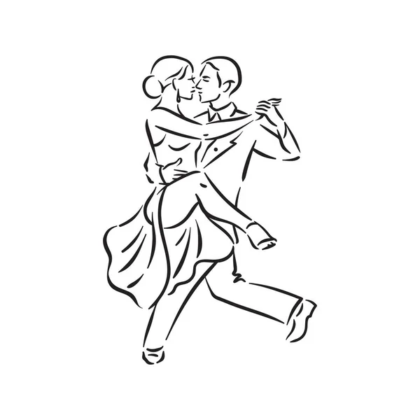 Tango argentin et salsa couple couple couple social danse illustration — Image vectorielle