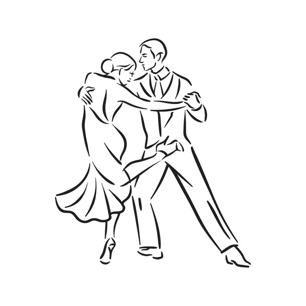 Tango argentin et salsa couple couple couple social danse illustration — Image vectorielle