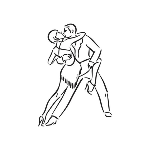 Argentine tango and salsa romance couple social pair dance illustration — Stock Vector