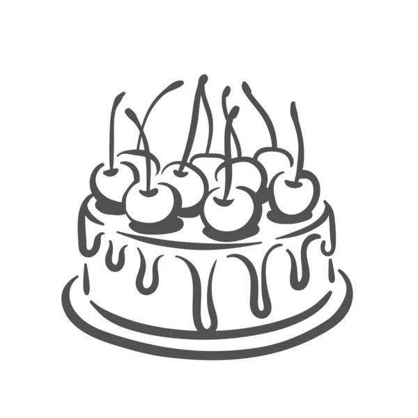 Aniversário casamento saboroso deliciosa sobremesa bolo ilustração — Vetor de Stock