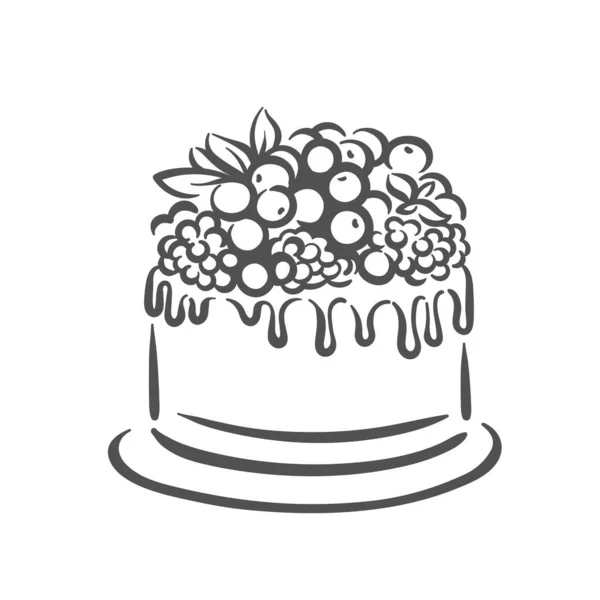 Иллюстрация праздничной свадьбы вкусный десертный торт — стоковый вектор