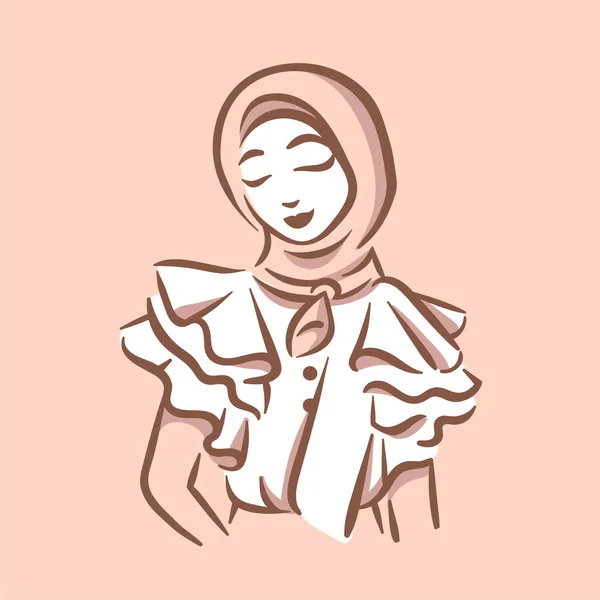 Muchacha de la ilustración del logotipo de la moda musulmana con hijab — Archivo Imágenes Vectoriales