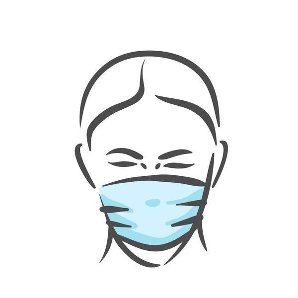 Rosto emocional com máscara médica, pandemia, vírus, emoção de pânico COVID-19 —  Vetores de Stock