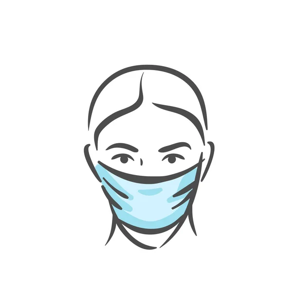 Cara emocional con máscara médica, pandemia, virus, emoción de pánico COVID-19 — Vector de stock
