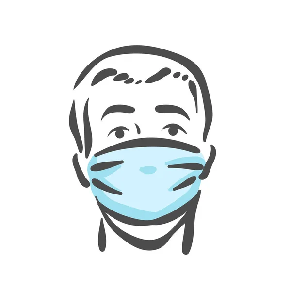 医療マスクと感情的な顔,パンデミック,ウイルス, COVID-19パニック感情 — ストックベクタ