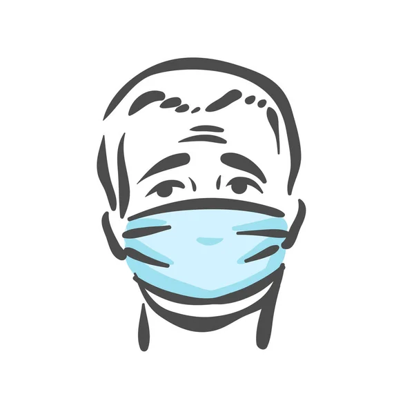 Érzelmi arc orvosi maszkkal, járvány, vírus, COVID-19 pánik érzelem — Stock Vector