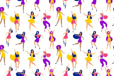 Neşeli dans eden kadın partileri kusursuz. Kadın hareketi