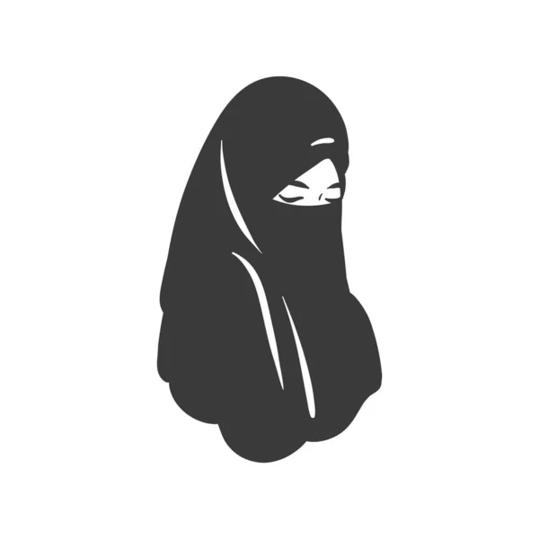 Muçulmano árabe islâmico mulher no hijab e abaya retrato — Vetor de Stock
