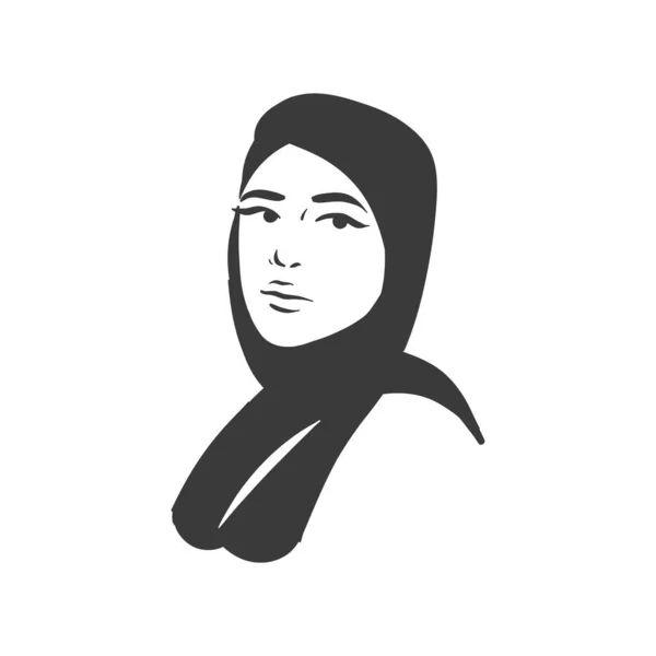穆斯林阿拉伯裔伊斯兰妇女，头戴头巾，头戴Abaya肖像 — 图库矢量图片