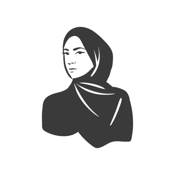 ヒジャーブとアバヤの肖像画のイスラム教徒のアラビアのイスラム教徒の女性 — ストックベクタ